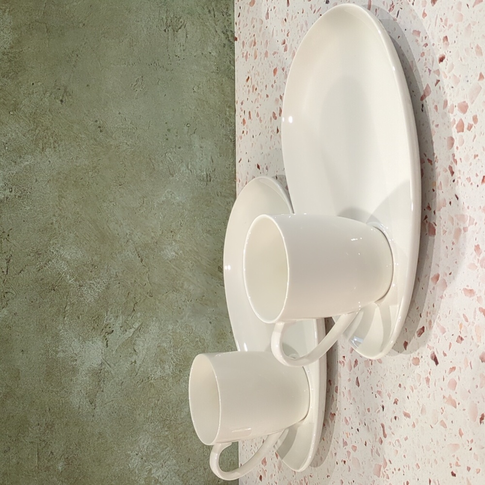 Breakfast Sets | White Porcelain Mug Shaped Plate | Creativity Home | Two Sets